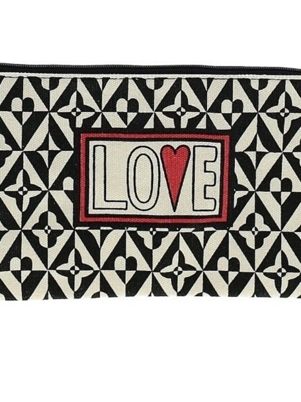 Brighton Canvas Zippered Geometric 'LOVE' Cosmetic Pouch Travel Bag
